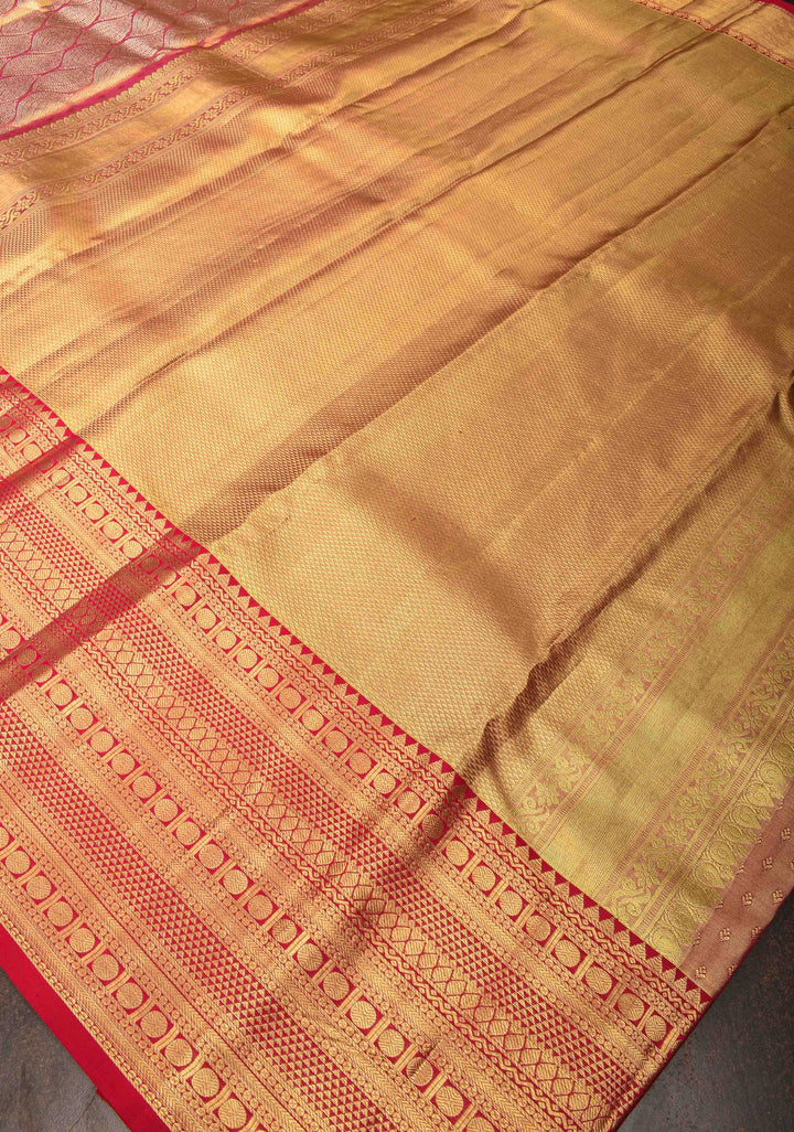 Pink Tissue Kanjivaram Silk Saree with Brocade and Zari Border | SILK MARK CERTIFIED
