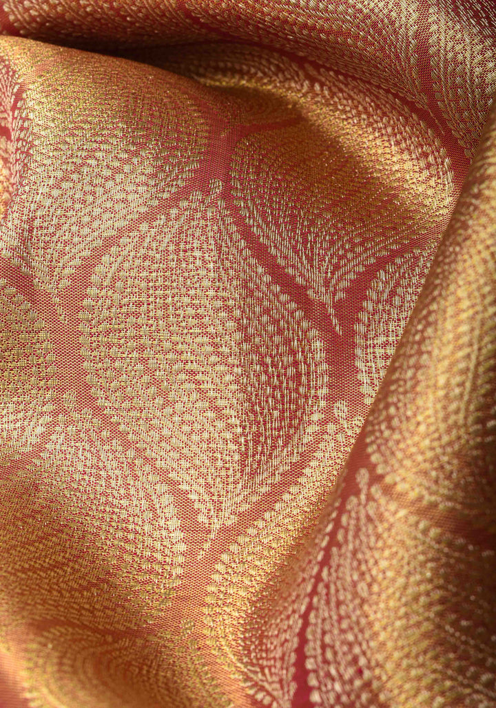 Pink Tissue Kanjivaram Silk Saree with Brocade and Zari Border | SILK MARK CERTIFIED