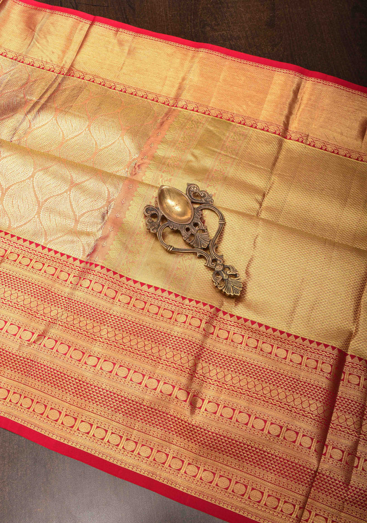 Pink Tissue Kanjivaram Silk Saree with Brocade and Zari Border | SILK MARK CERTIFIED