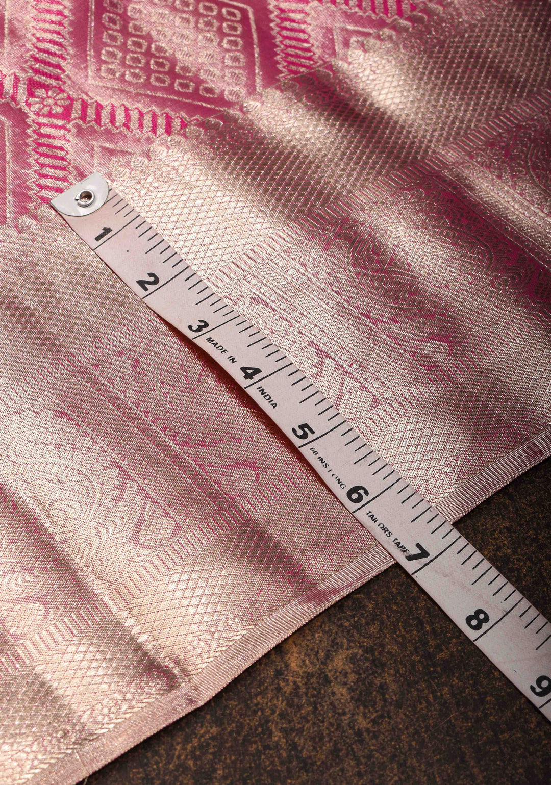 Dusty Pink Tissue Geometric Brocade Kanjivaram Pure Silk Saree with Zari Border | SILK MARK CERTIFIED