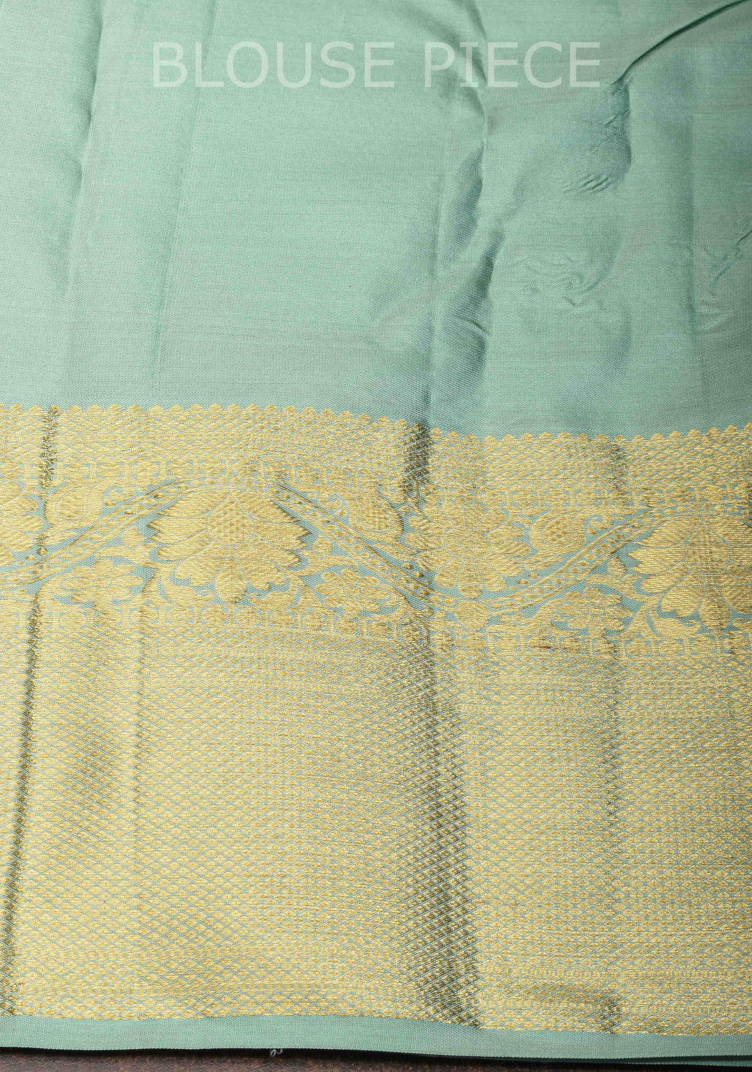 Aqua Green Kanjivaram Silk Saree with Vanasingaram Brocade and Zari Boder | SILK MARK CERTIFIED