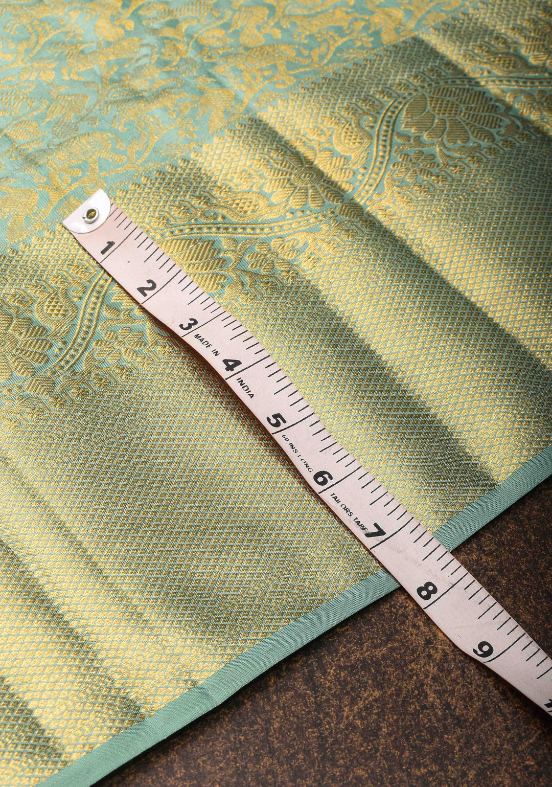 Aqua Green Kanjivaram Silk Saree with Vanasingaram Brocade and Zari Boder | SILK MARK CERTIFIED