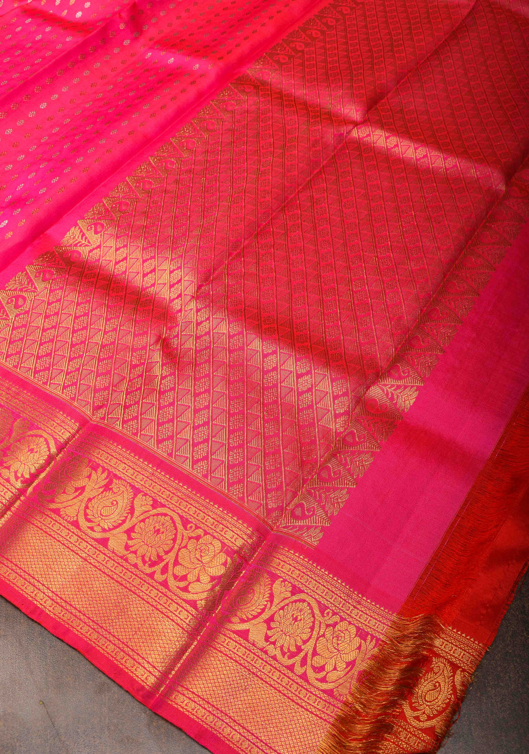 DUPATTA: Pure Kanjeevaram Dupatta with Sona Rupa Butta in Red and grand borders | SILK MARK Certified