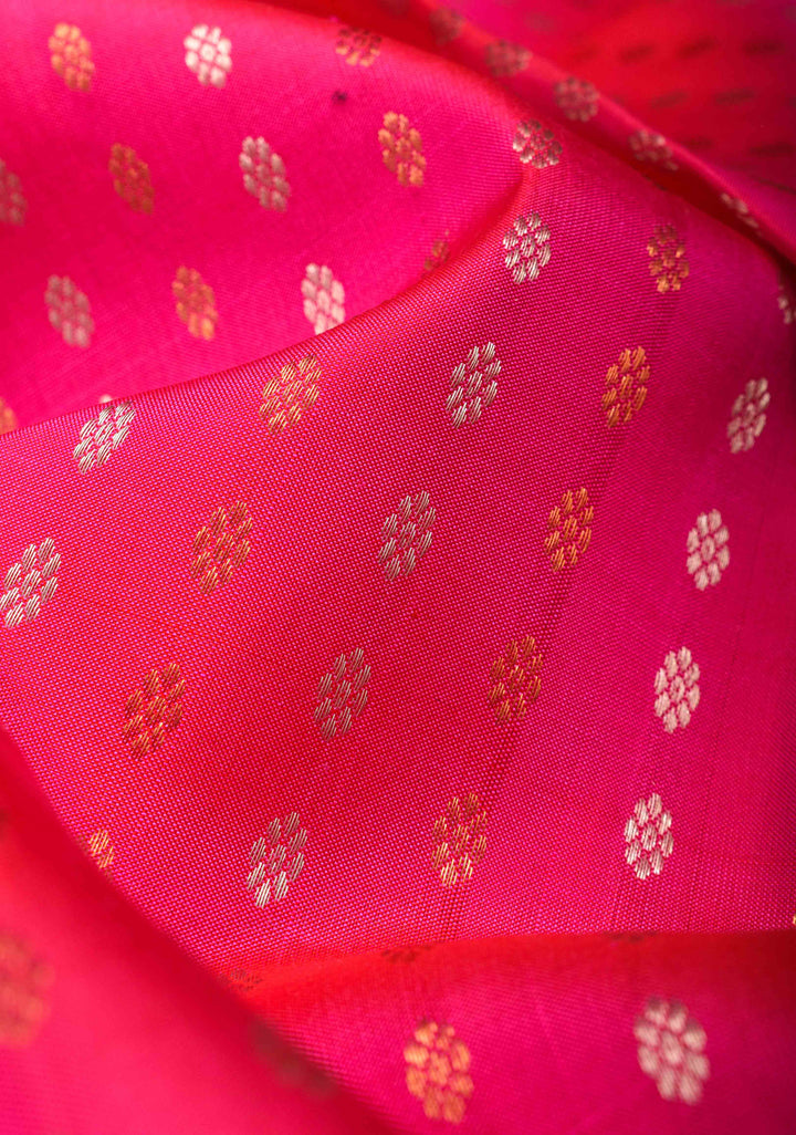 DUPATTA: Pure Kanjeevaram Dupatta with Sona Rupa Butta in Red and grand borders | SILK MARK Certified