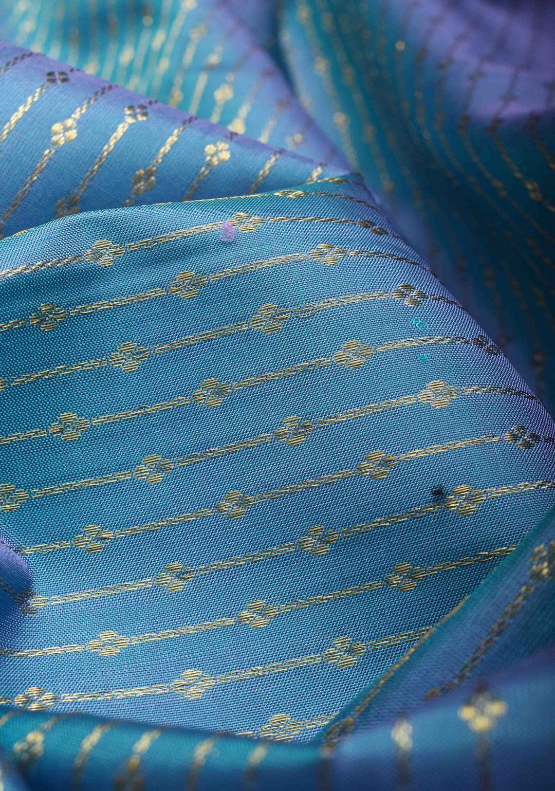 DUPATTA: Pure Kanjeevaram Zari stripes in Dusty Blue and Grand borders | SILK MARK CERTIFIED