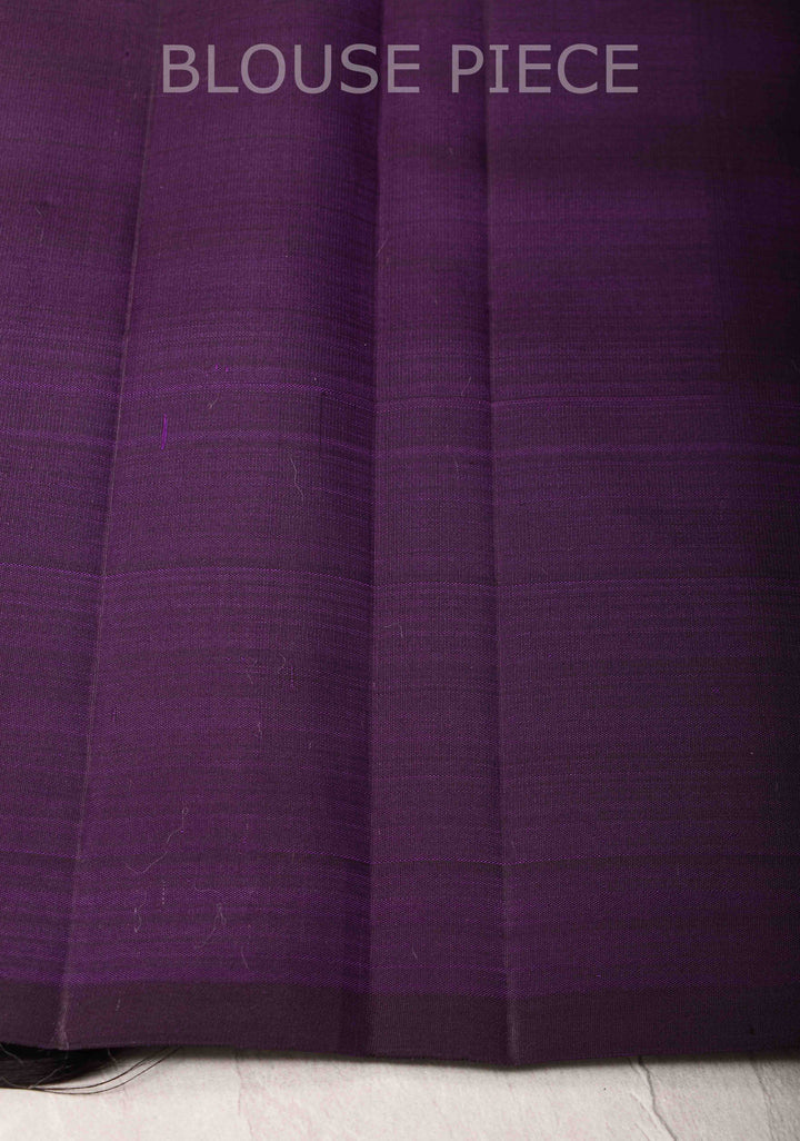 Grape Purple Kanjivaram Pure Silk Saree with Gold Zari Temple border | SILK MARK CERTIFIED