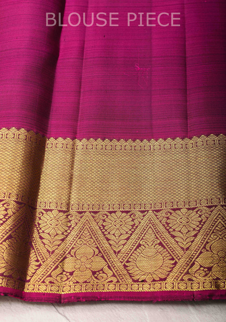 Cement Gray Kanjivaram Silk Saree with zari Buttas and Contrast Zari Border | SILK MARK CERTIFIED