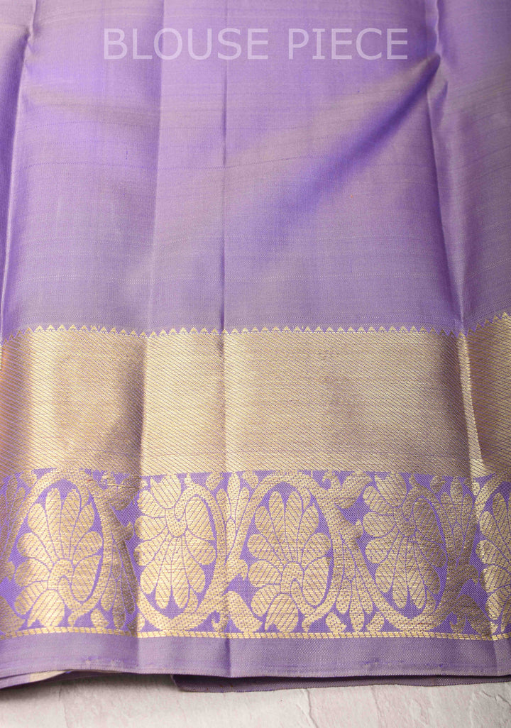 Lavender Kanjivaram Silk Saree with Floral Buttas and Zari Border | SILK MARK CERTIFIED