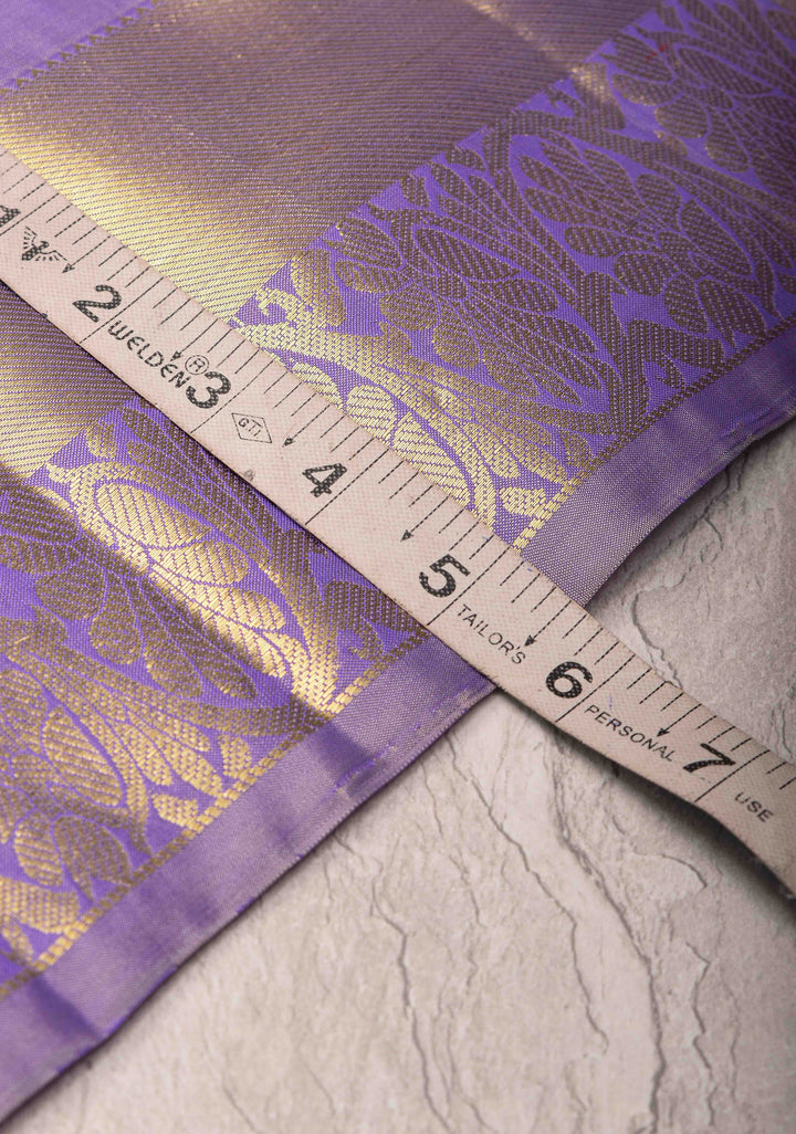Lavender Kanjivaram Silk Saree with Floral Buttas and Zari Border | SILK MARK CERTIFIED