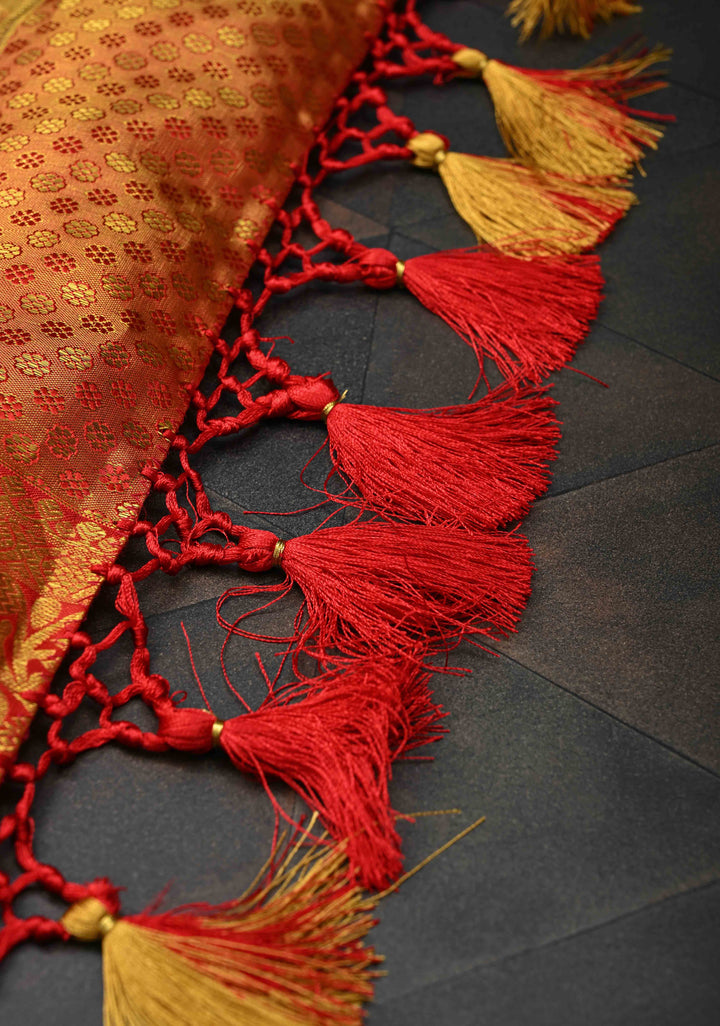 Gold Tissue Brocade Kanjivaram Pure Silk Saree with Wide Border | SILK MARK CERTIFIED