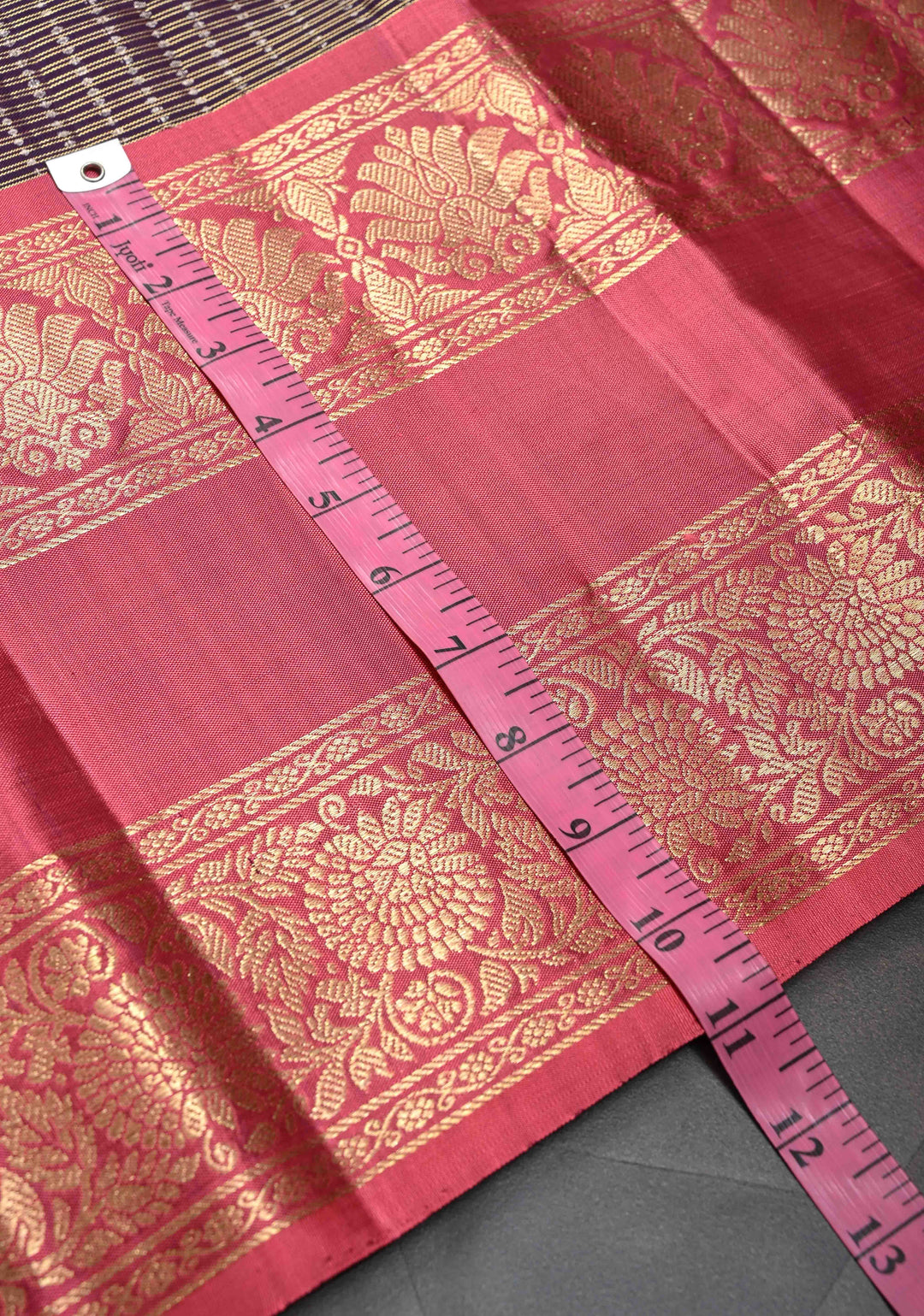 Exquisite Purple Zari Checks Kanjivaram Pure Silk saree with 2 Side Rettaipet Border | SILK MARK CERTIFIED