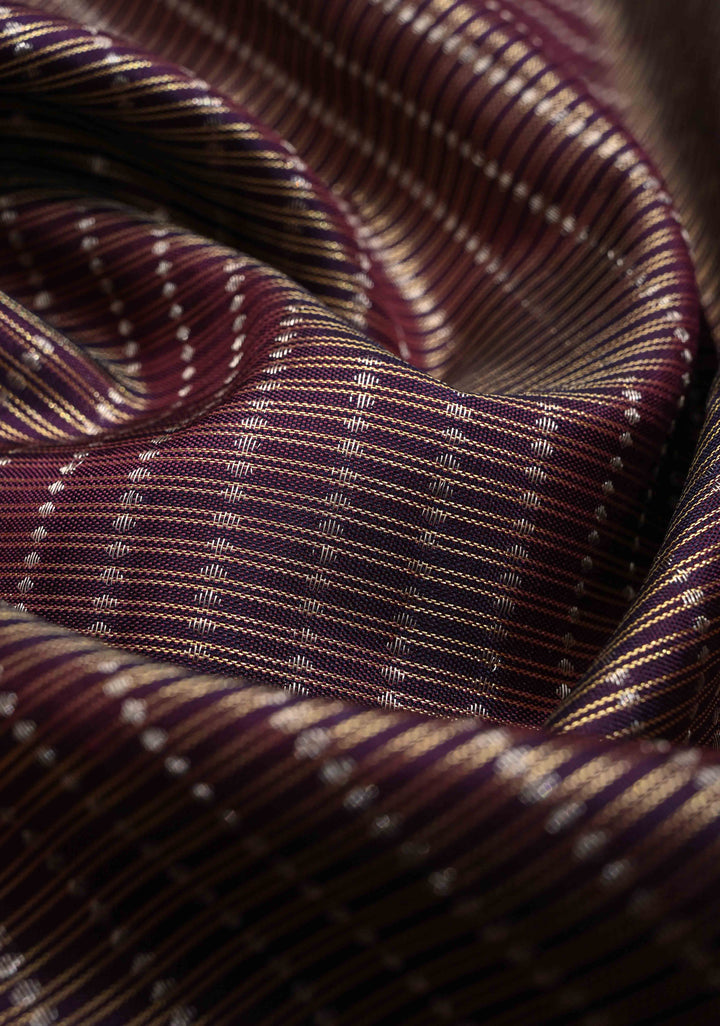 Exquisite Purple Zari Checks Kanjivaram Pure Silk saree with 2 Side Rettaipet Border | SILK MARK CERTIFIED