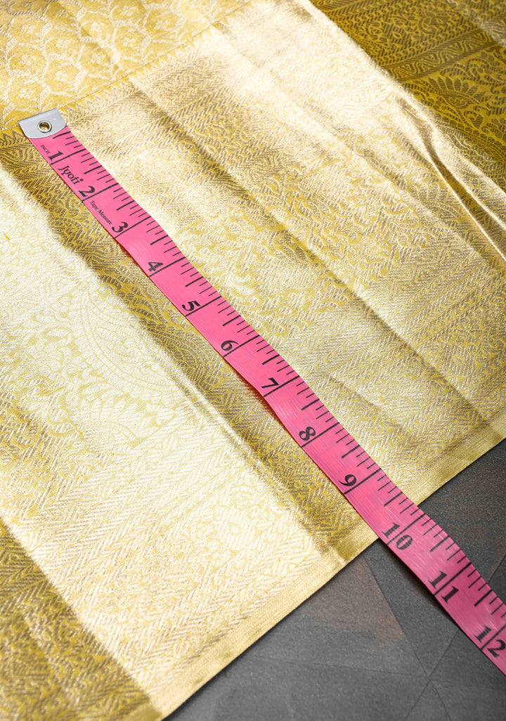 Yellow Kanjivaram Tissue Silk Saree with Meenakari Floral Brocade and Zari Border | SILK MARK CERTIFIED