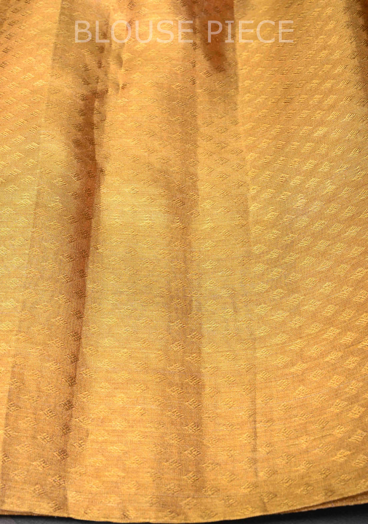 Golden Kanjivaram Tissue Silk Saree with Vanasingaram Leheria Pattern and Zari Border | SILK MARK CERTIFIED