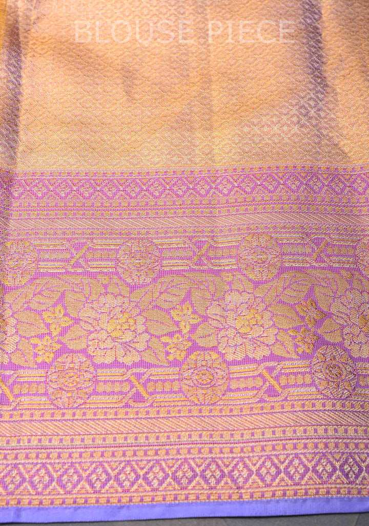 Lavender Kanjivaram Tissue Silk Saree with Meenakari Floral Brocade and Zari Border | SILK MARK CERTIFIED