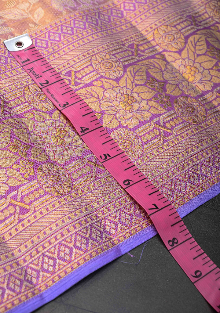 Lavender Kanjivaram Tissue Silk Saree with Meenakari Floral Brocade and Zari Border | SILK MARK CERTIFIED