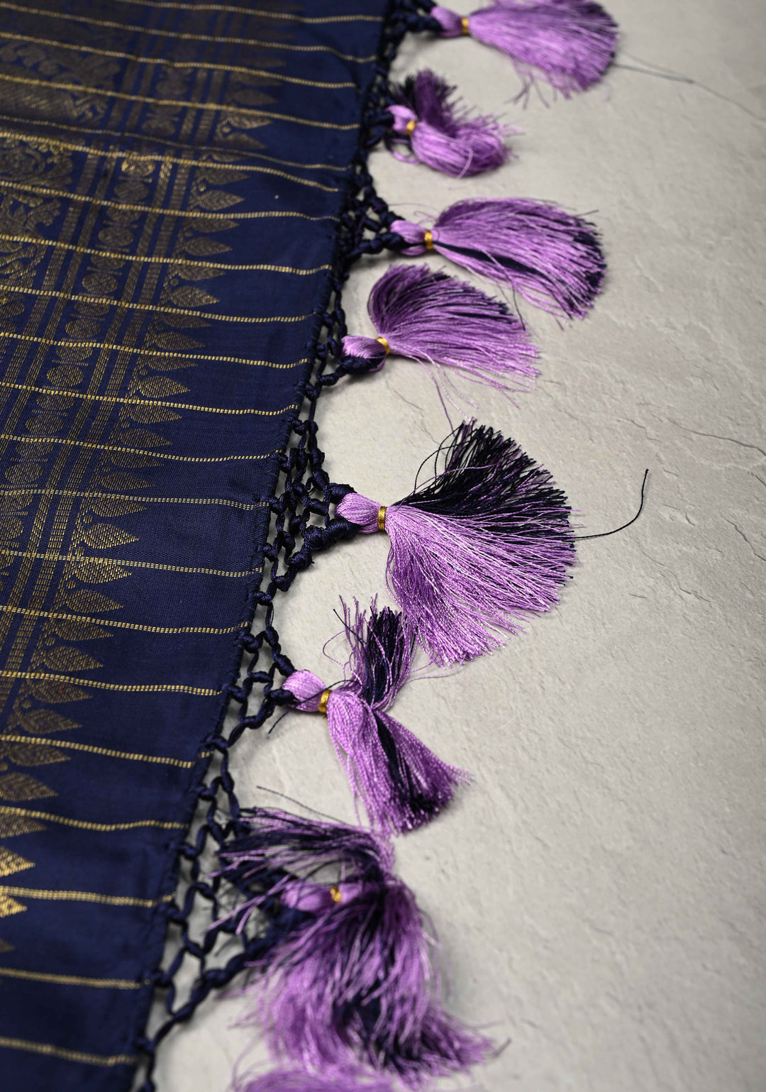 Dusty Purple Zari Checks on Kanjivaram Silk Saree with Zari Buttas and Wide Zari Border | SILK MARK CERTIFIED