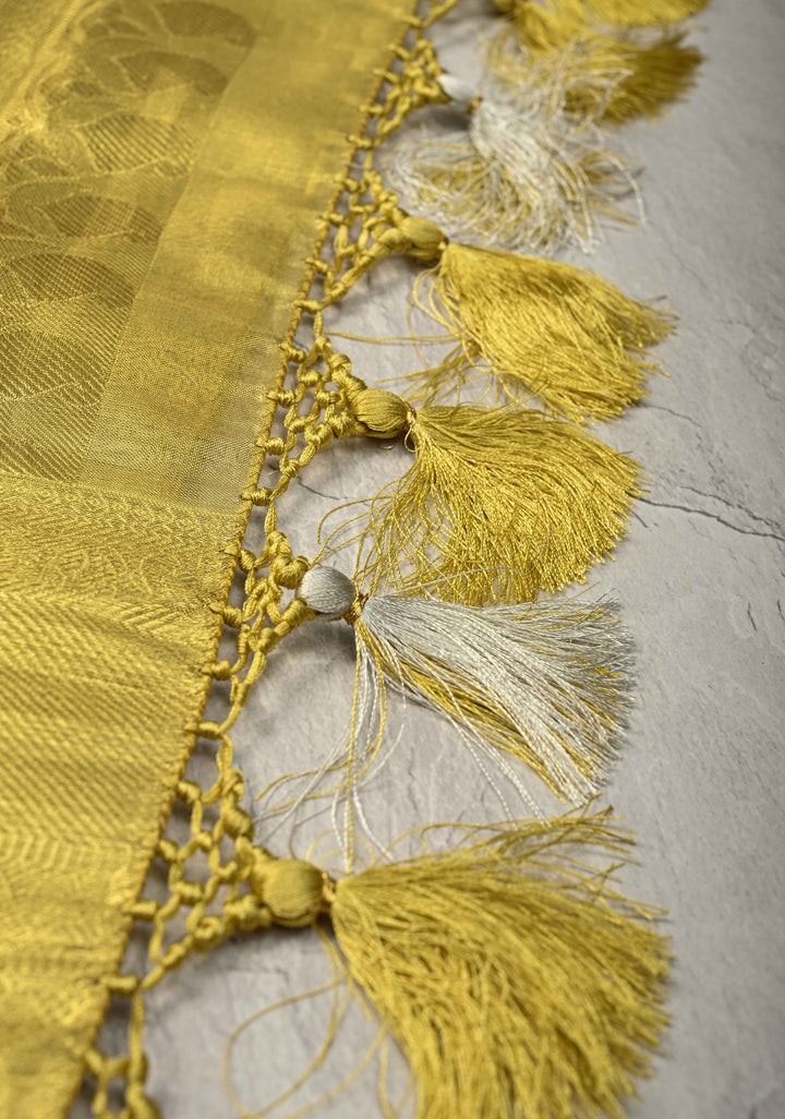 Gold Tissue Kanjivaram Pure Silk Saree with Brocade and Zari Border | SILK MARK CERTIFIED