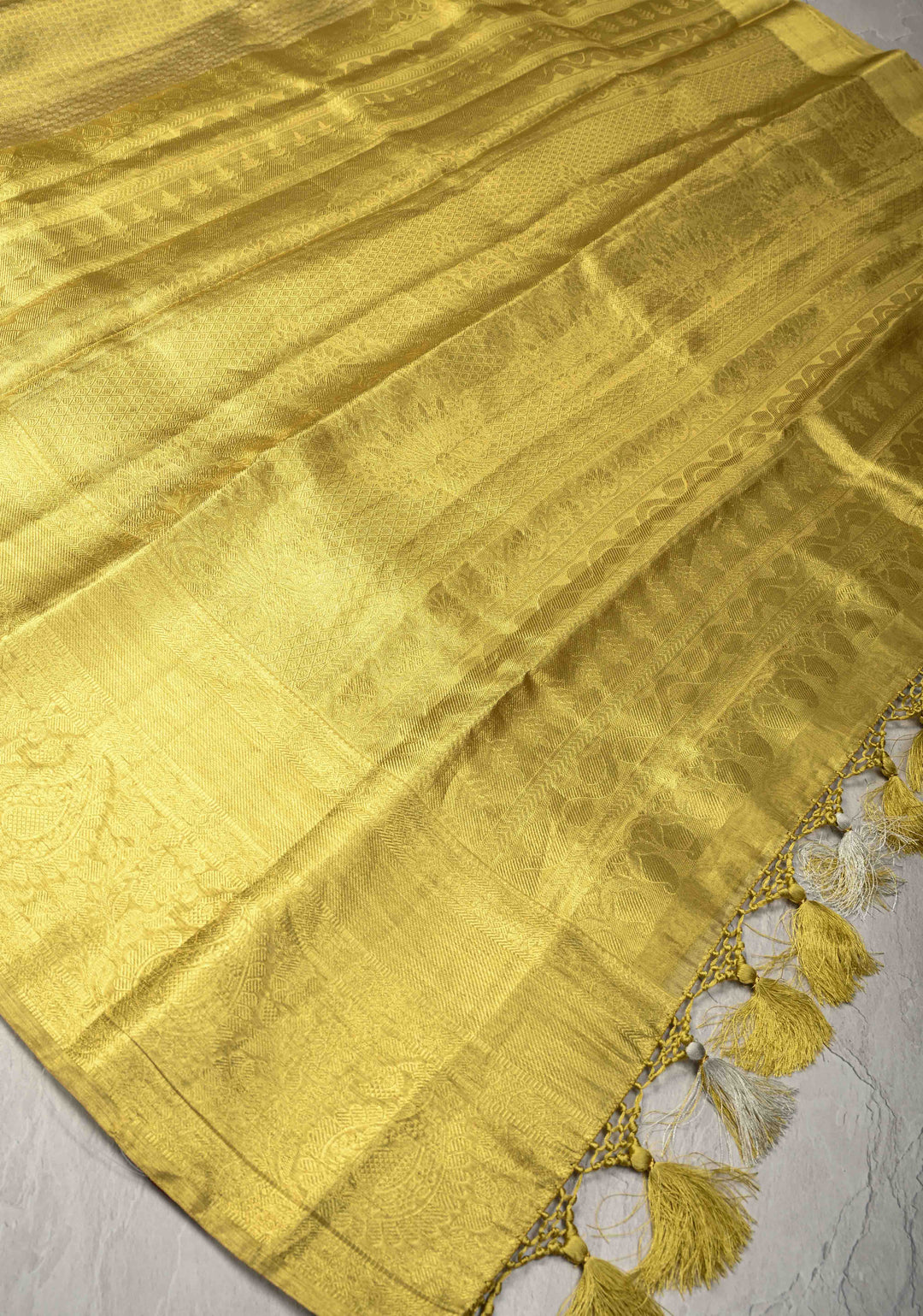 Gold Tissue Kanjivaram Pure Silk Saree with Brocade and Zari Border | SILK MARK CERTIFIED