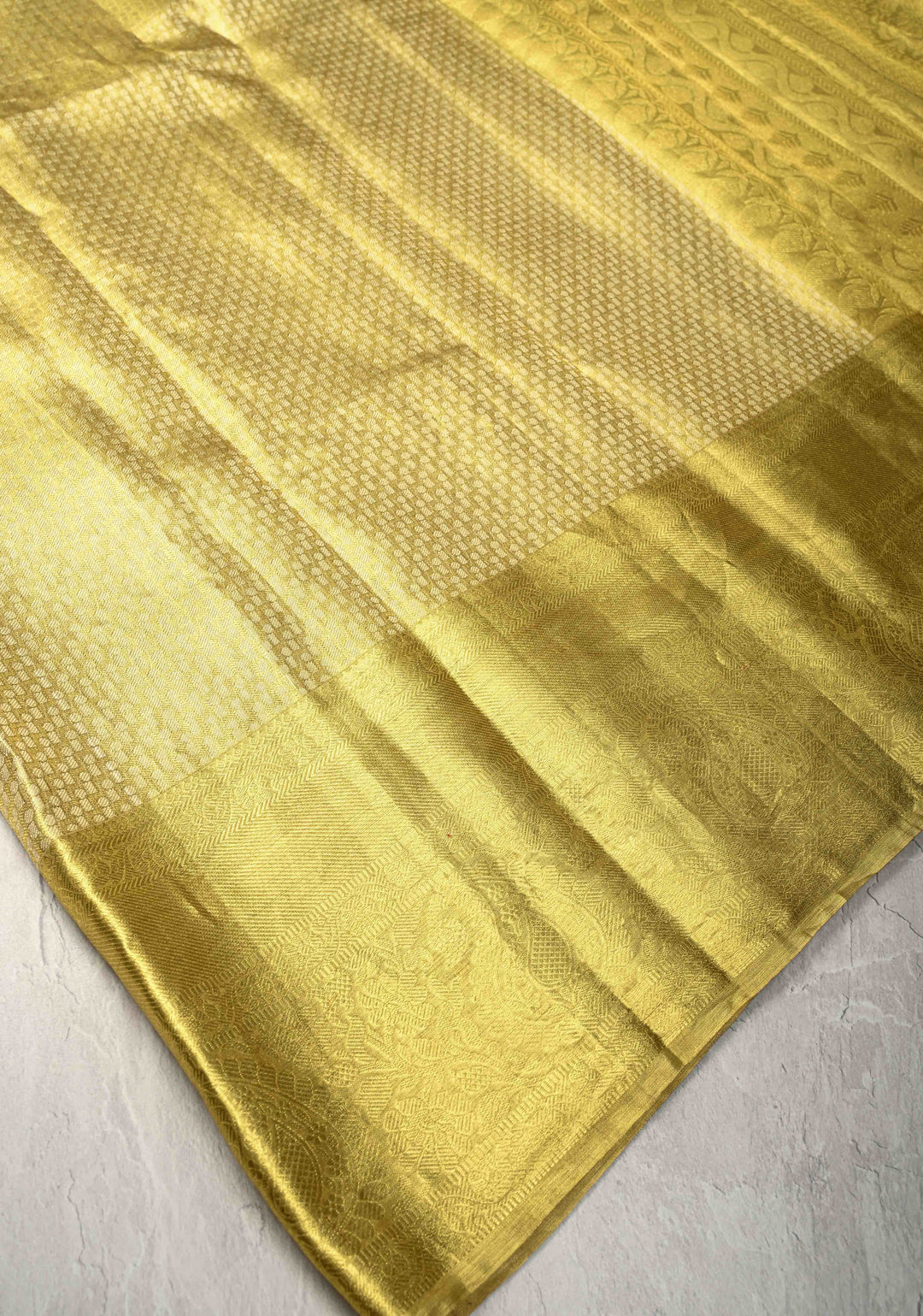 Gold Tissue Kanjivaram Pure Silk Saree with Brocade and Zari Border | SILK MARK CERTIFIED