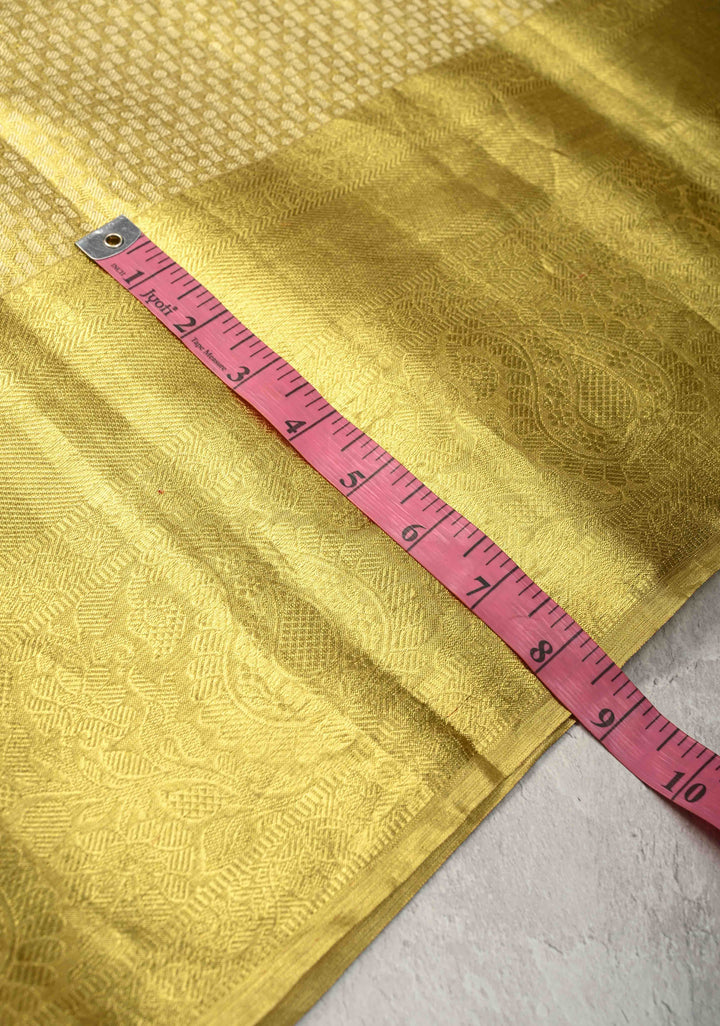 Gold Tissue Kanjivaram Pure Silk Saree with Brocade and Zari Border | SILK MARK CERTIFIED