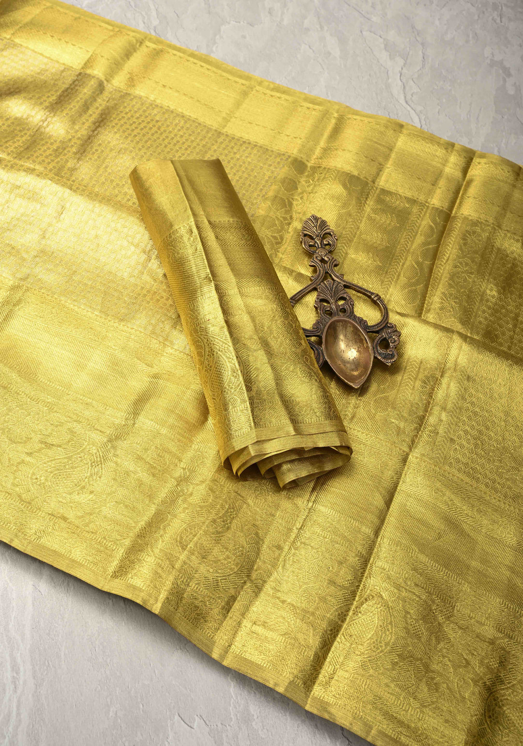 Gold Tissue Kanjivaram Pure Silk Saree with Brocade and Zari Border | SILK MARK CERTIFIED