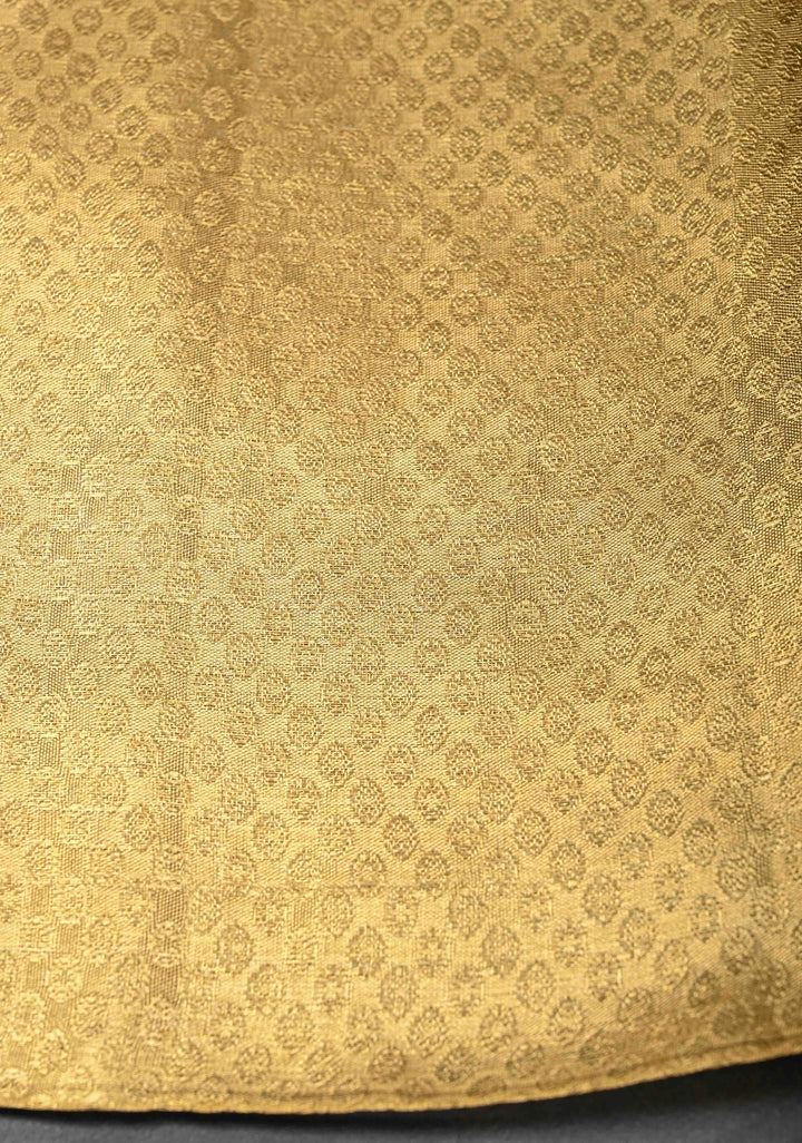 Tan Gold Kanjivaram Tissue Silk Saree with Floral Brocade Jaal and Zari Border | SILK MARK CERTIFIED