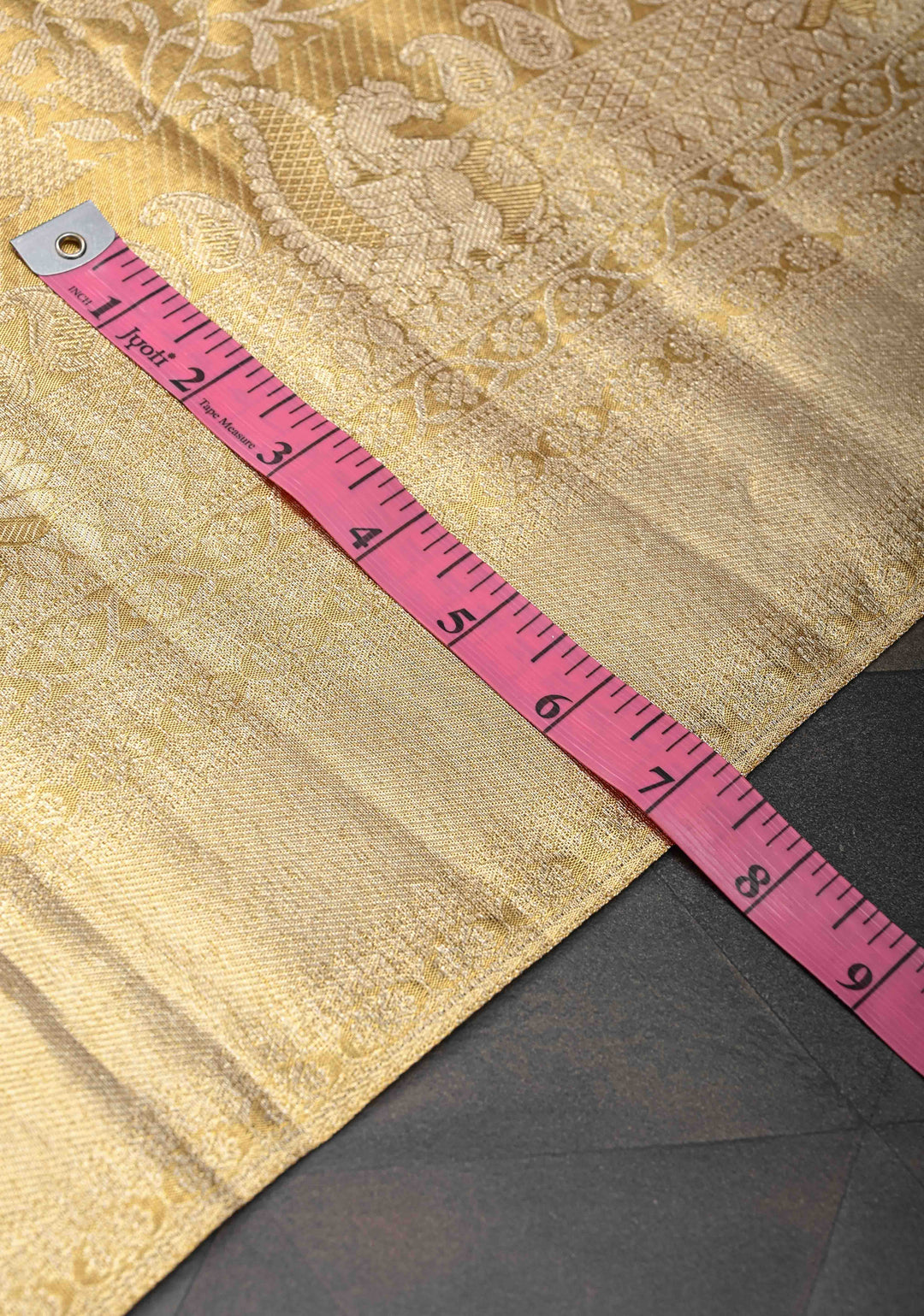 Tan Gold Kanjivaram Tissue Silk Saree with Floral Brocade Jaal and Zari Border | SILK MARK CERTIFIED
