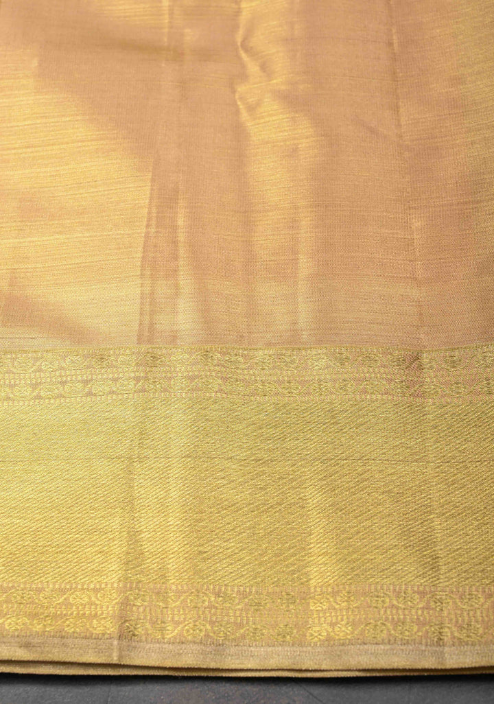 Gold Tissue Kanjivaram Silk Saree with Brocade and Meenakari Paisley Border| SILK MARK CERTIFIED