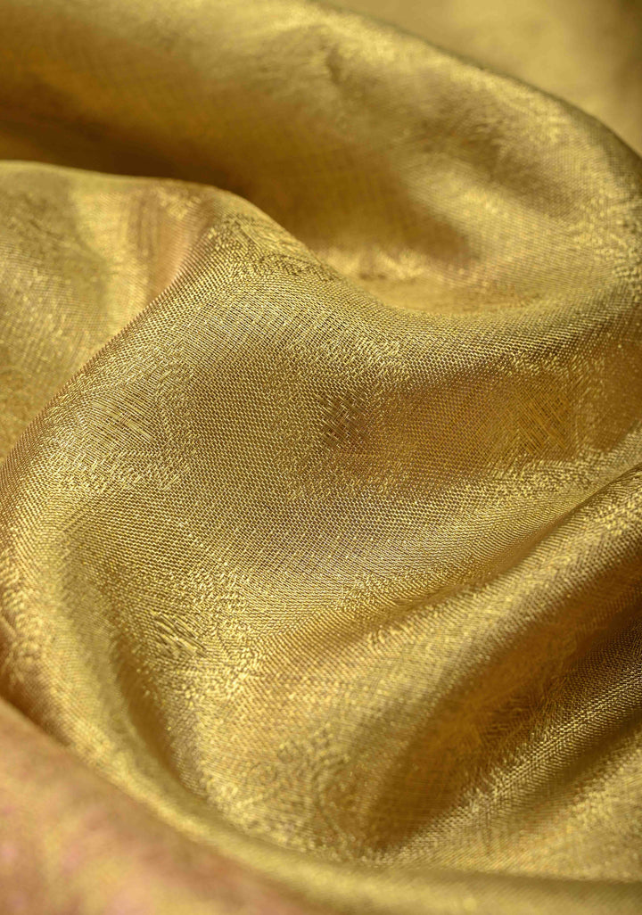 Gold Tissue Kanjivaram Silk Saree with Brocade and Meenakari Paisley Border| SILK MARK CERTIFIED