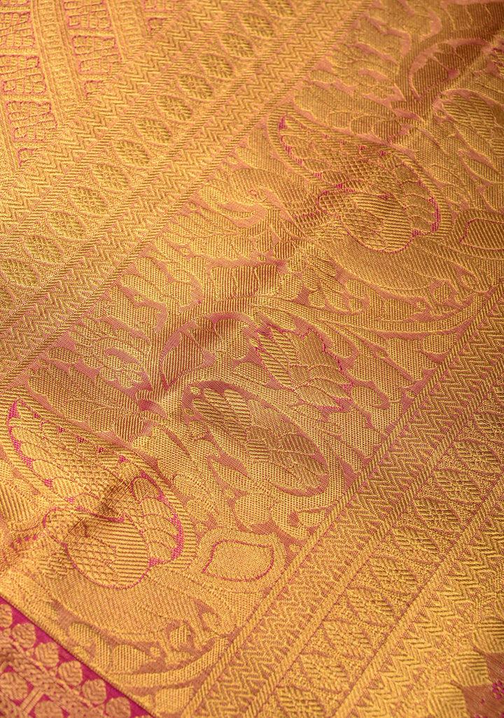 Multicolor Tissue Kanjivaram Silk Saree with Meenakari Patola Brocade and Wide Contrast Zari Border | SILK MARK CERTIFIED