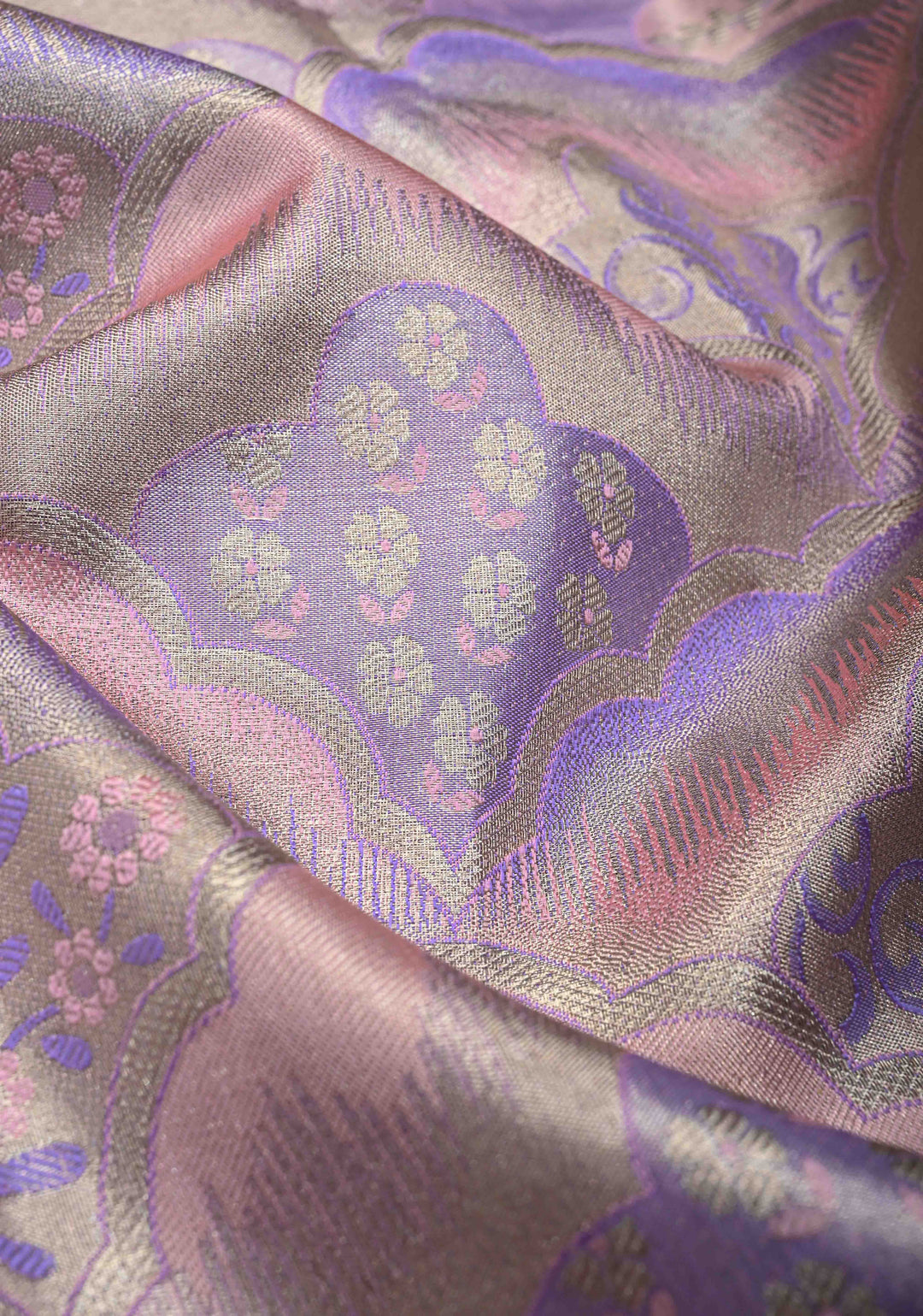 Pastel Hued Tissue Kanjivaram Silk Saree with Meenakari Brocade and Contrast Zari Border | SILK MARK CERTIFIED