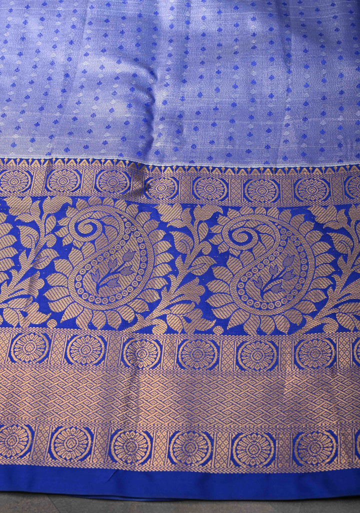 Dusty Rose Tissue Semi Silk Saree in Kanchi Style with Meenakari Floral Brocade Jaal and Contrast Zari Border