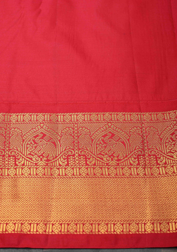 Dark Sapphire Podi-Kattam Zari Checks Kanjivaram Semi Silk Saree with Zari Buttas and Contrast Zari Border