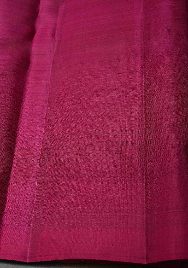 Magenta Borderless Kanjivaram Silk Saree with Patola Brocade and Zari pallu | SILK MARK CERTIFIED