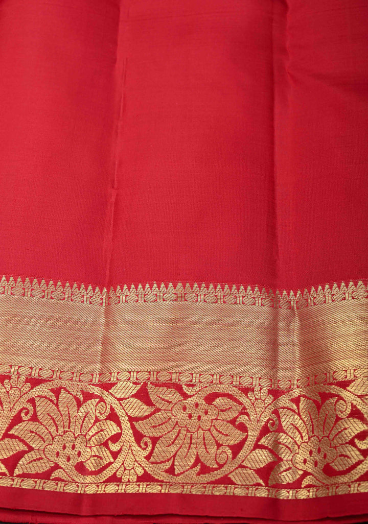 Maroon Kanjivaram Silk Saree with Zari Motifs and Zari Border | SILK MARK CERTIFIED