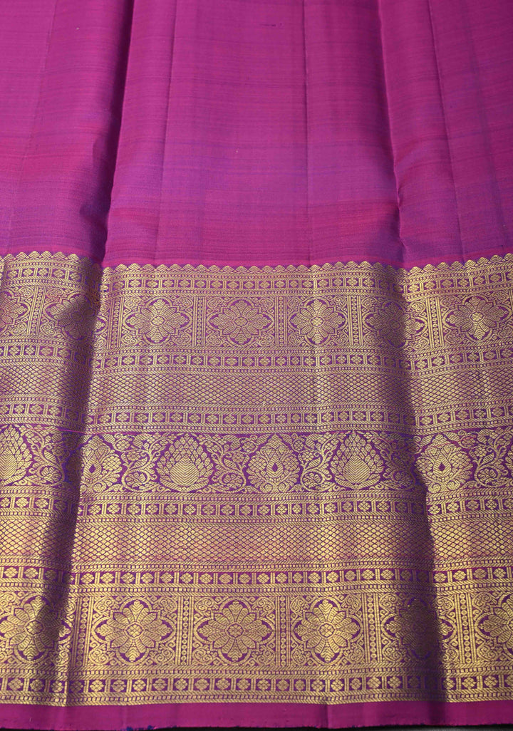 Sapphire Blue Kanjivaram Silk Saree with Zari Motifs and Wide Zari Border | SILK MARK CERTIFIED