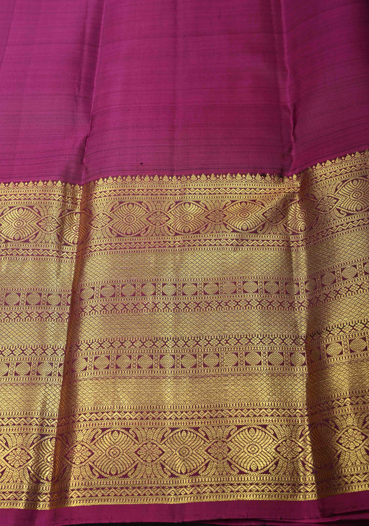 Bottle Green Kanjivaram Silk Saree with Zari Buttas and Contrast Wide Zari Border | SILK MARK CERTIFIED