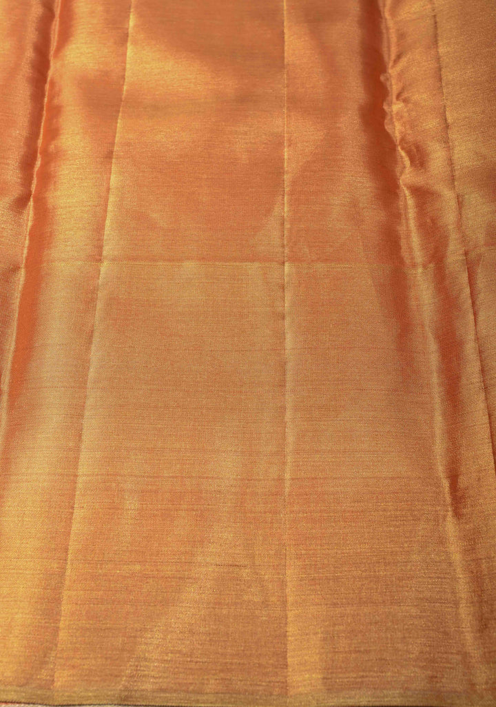 Pumpkin Orange Kanjivaram Tissue Silk Saree with Meenakari Floral Brocade Jaal and Contrast Zari Border | SILK MARK CERTIFIED