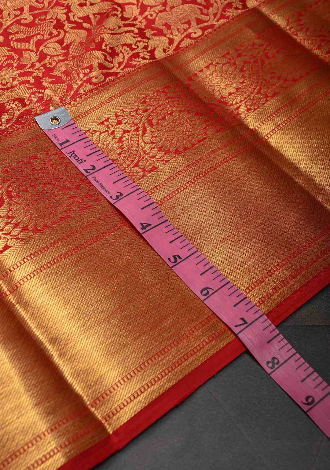 Red Pure Kanjivaram Silk Saree with Vanasingaram Brocade Jaal and Zari Border | SILK MARK CERTIFIED
