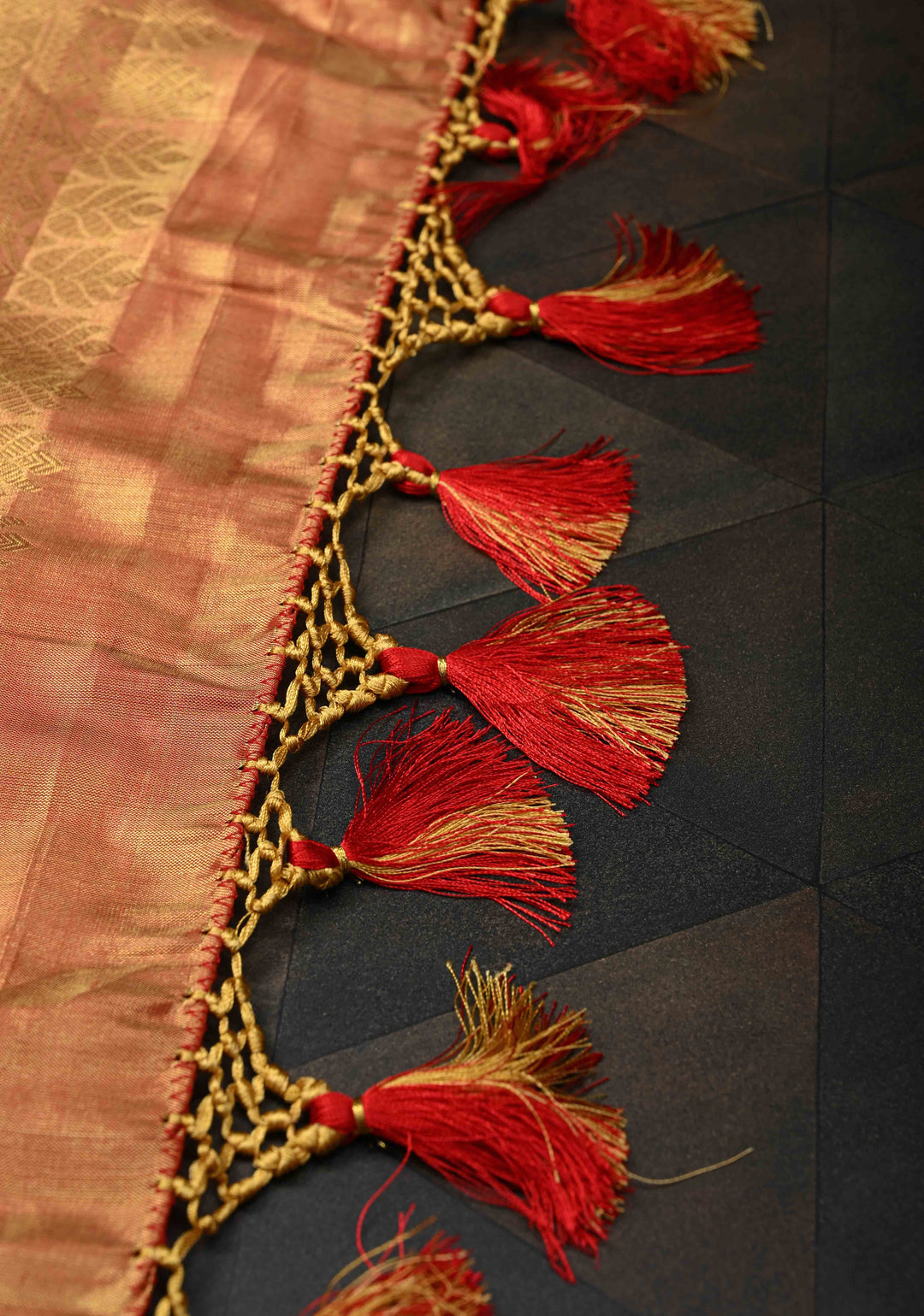 Brocade Orange Dual tone Kanjivaram Tissue Silk Saree and Contrast Zari Border | SILK MARK CERTIFIED