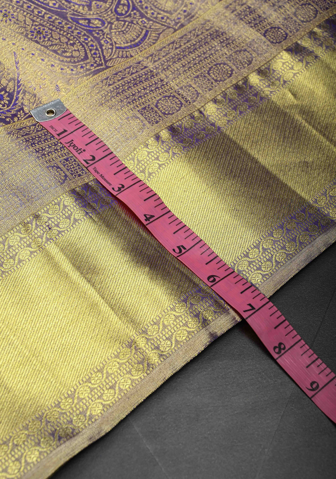 Golden Brocade Tissue Kanjivaram Pure Silk Saree With Zari Border | SILK MARK CERTIFIED
