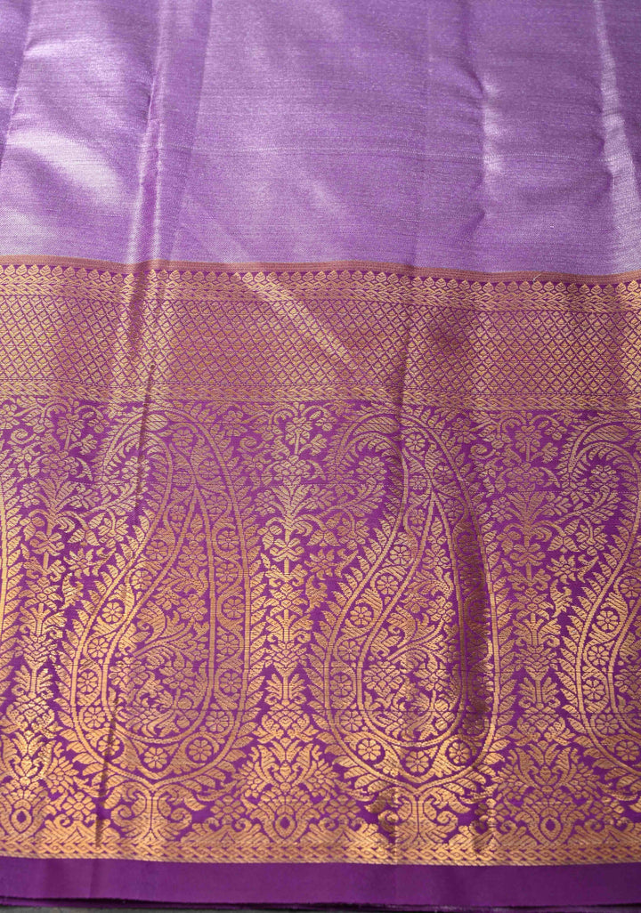 Rose Pink Kanjivaram Tissue Semi Silk Saree with Meenakari Floral Brocade Jaal and Contrast Zari Border