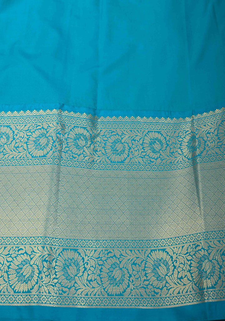 Fuchsia Pink Semi Silk Saree in Kanchi Style with Brocade and Wide Contrast Zari Border