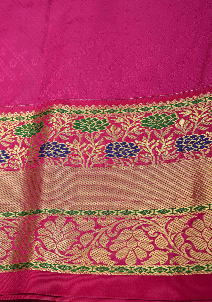Green Kanjivaram Semi Silk Saree with Brocade and Contrast Zari Border