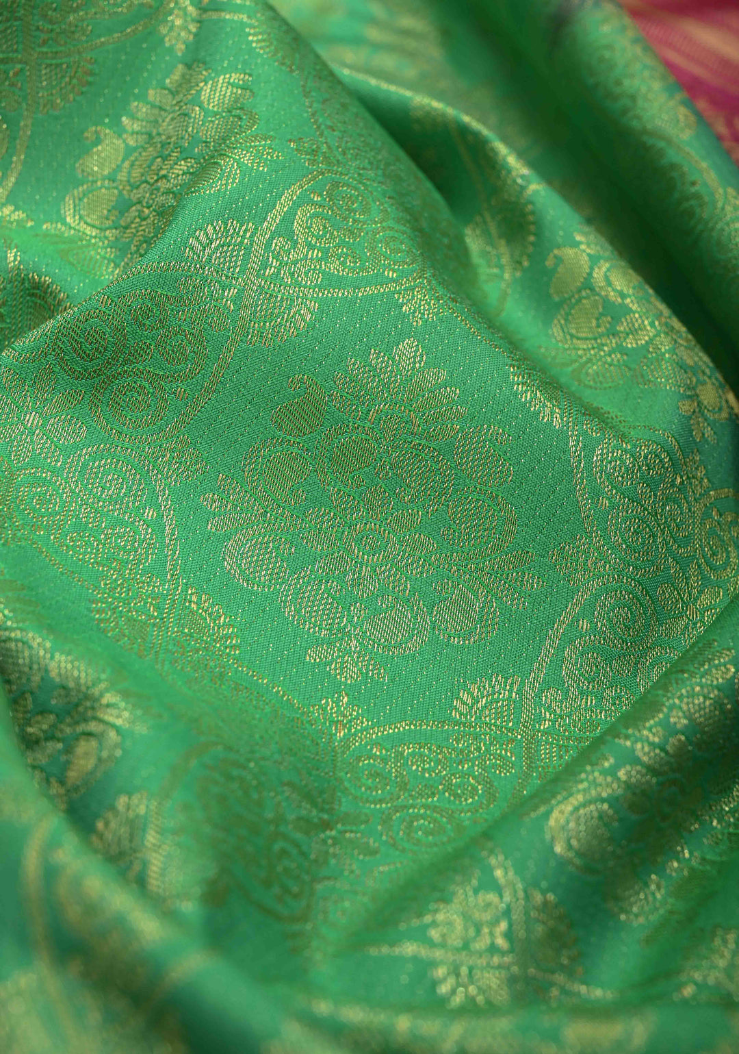 Green Kanjivaram Semi Silk Saree with Brocade and Contrast Zari Border