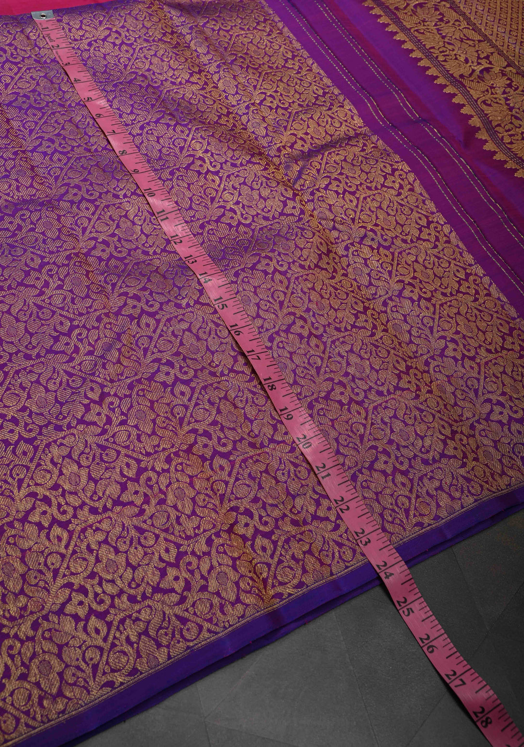 Dark Pink Stunning Half Border Kanjivaram Pure Silk saree with Zari Brocade | SILK MARK CERTIFIED