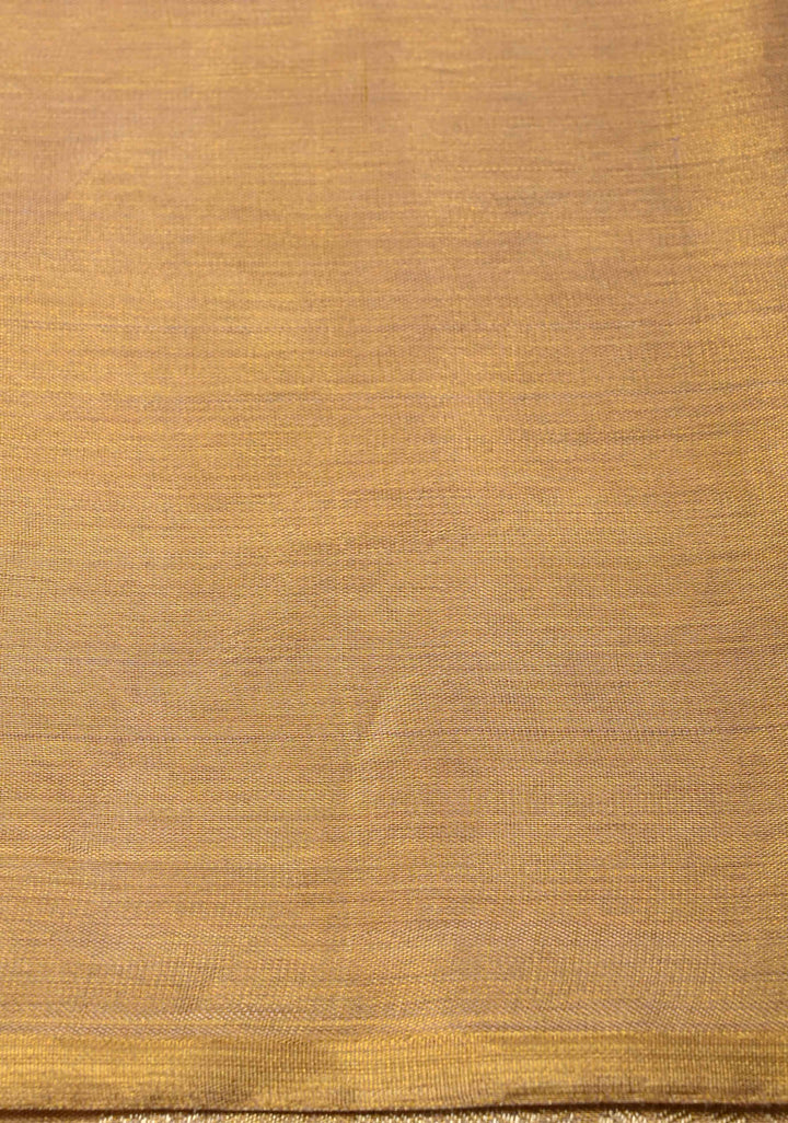 Gold Tissue Kanjivaram Silk Saree with Floral Brocade Jaal and Zari Border | SILK MARK CERTIFIED