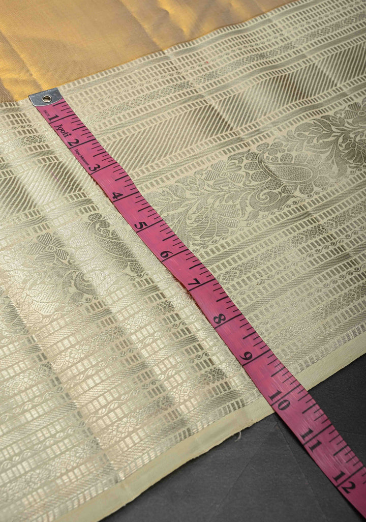 Gold Tissue Kanjivaram Silk Saree and Contrast Zari Border | SILK MARK CERTIFIED