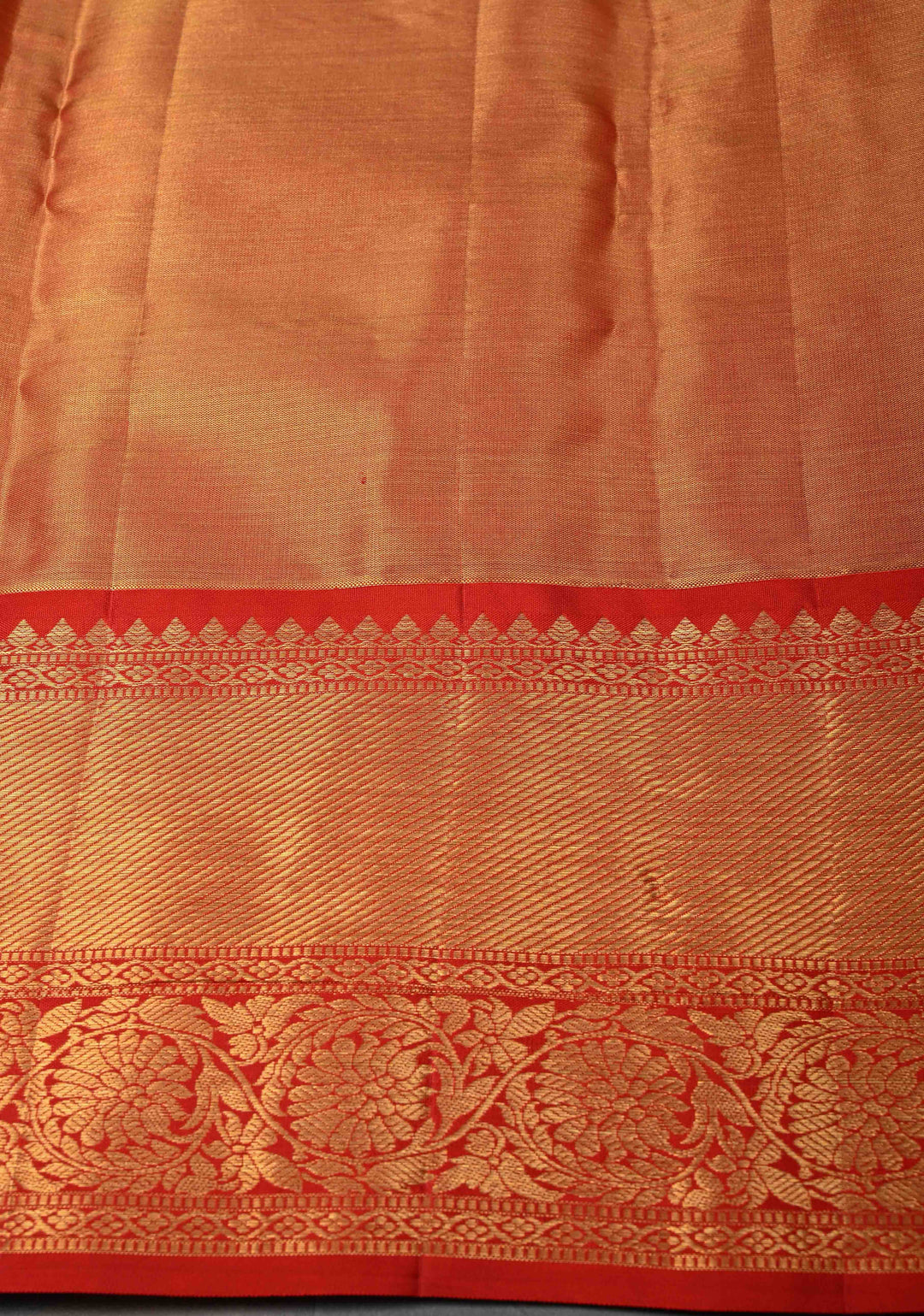 Beige White and Red Tissue Kanjivaram Silk Saree with Brocade Jaal and Contrast  Zari Border | SILK MARK CERTIFIED